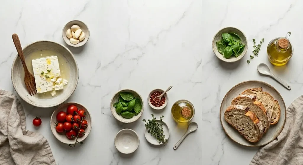 Baked Feta with Cherry Tomatoes and Basil Ingredients