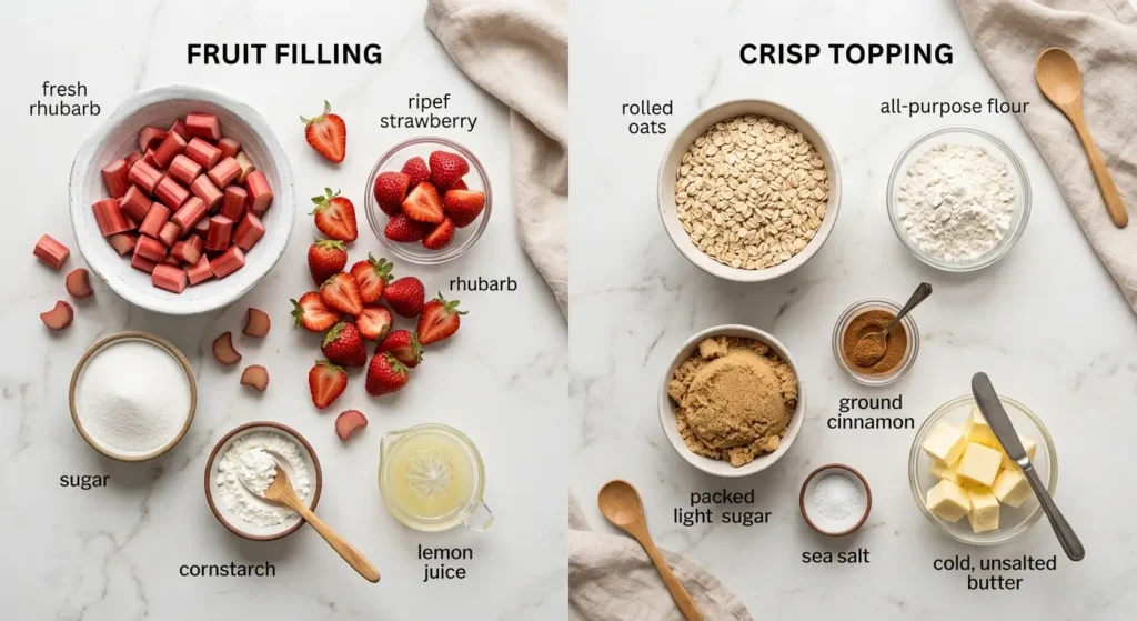 Rhubarb and Strawberry Crisp Ingredients
